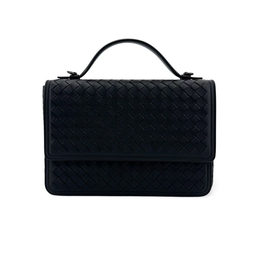 Bottega Veneta Intrecciato Alumna Top Handle Bag Black